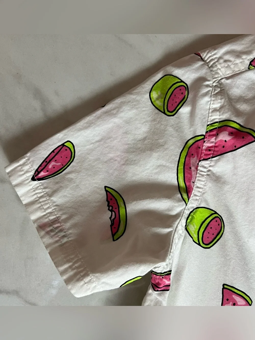 Arizona jeans co button down boys shirt  White with pink watermelon 🍉 slices and